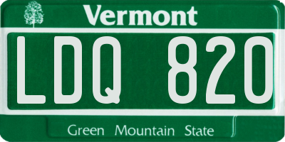 VT license plate LDQ820