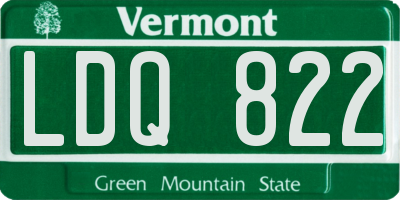 VT license plate LDQ822