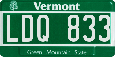 VT license plate LDQ833