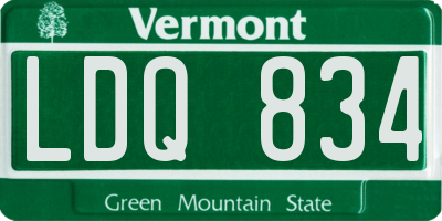 VT license plate LDQ834