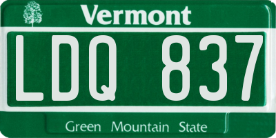 VT license plate LDQ837