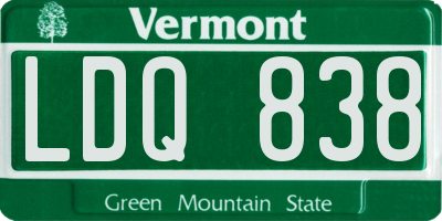 VT license plate LDQ838