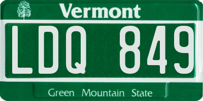 VT license plate LDQ849