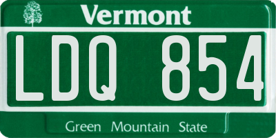 VT license plate LDQ854