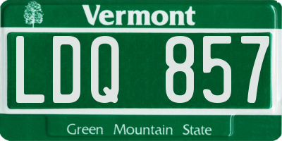 VT license plate LDQ857