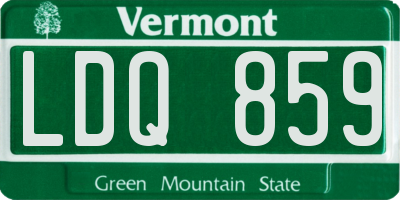 VT license plate LDQ859
