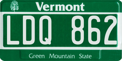 VT license plate LDQ862
