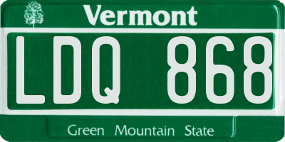VT license plate LDQ868