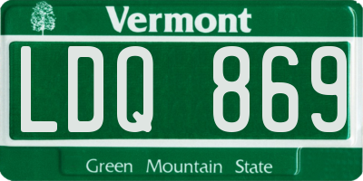 VT license plate LDQ869