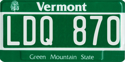 VT license plate LDQ870
