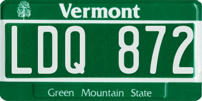 VT license plate LDQ872
