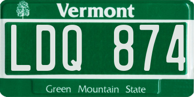 VT license plate LDQ874