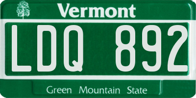 VT license plate LDQ892