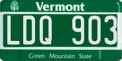 VT license plate LDQ903