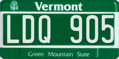 VT license plate LDQ905
