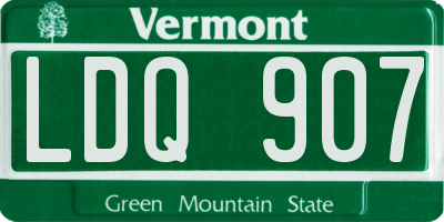 VT license plate LDQ907