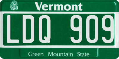 VT license plate LDQ909