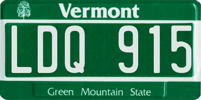 VT license plate LDQ915