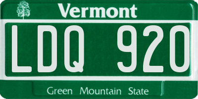 VT license plate LDQ920