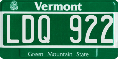 VT license plate LDQ922