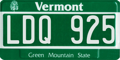 VT license plate LDQ925
