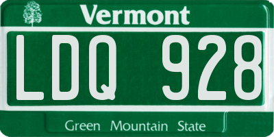 VT license plate LDQ928