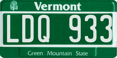 VT license plate LDQ933