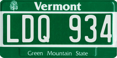 VT license plate LDQ934