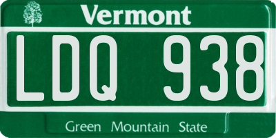 VT license plate LDQ938