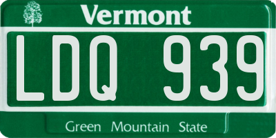 VT license plate LDQ939