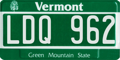 VT license plate LDQ962