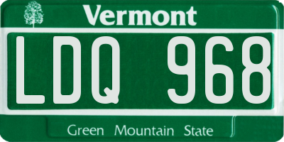 VT license plate LDQ968