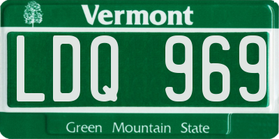 VT license plate LDQ969