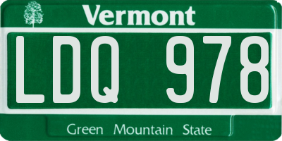 VT license plate LDQ978