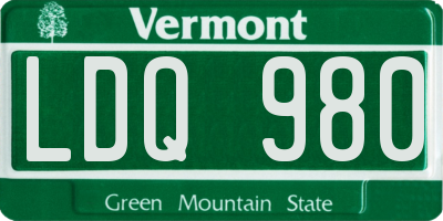VT license plate LDQ980