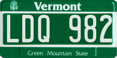 VT license plate LDQ982