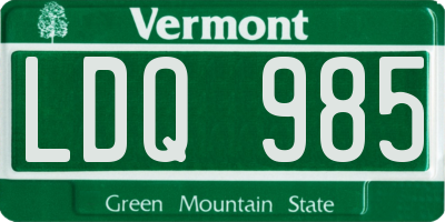 VT license plate LDQ985
