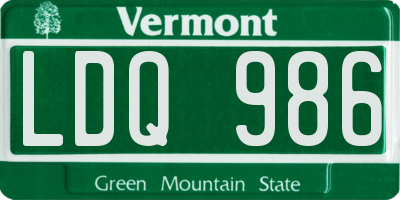 VT license plate LDQ986