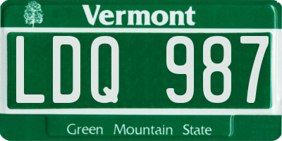 VT license plate LDQ987