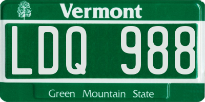 VT license plate LDQ988