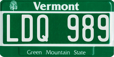 VT license plate LDQ989