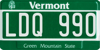 VT license plate LDQ990