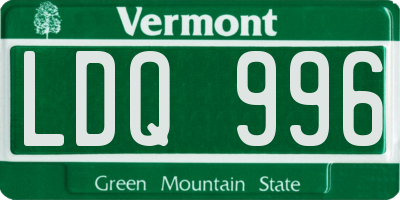 VT license plate LDQ996