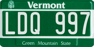 VT license plate LDQ997