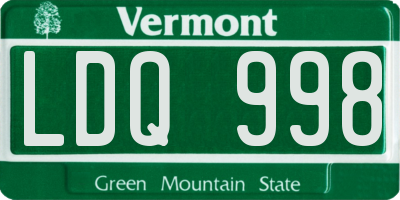 VT license plate LDQ998