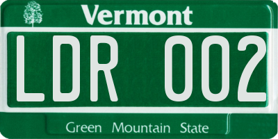 VT license plate LDR002