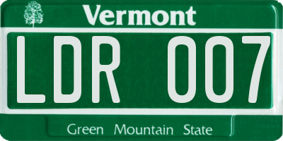 VT license plate LDR007