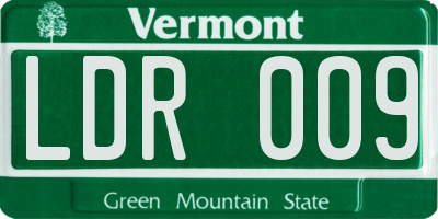 VT license plate LDR009