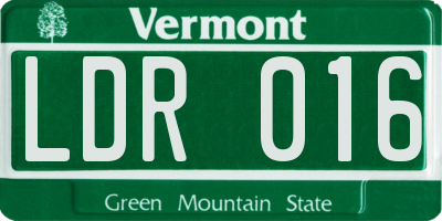 VT license plate LDR016