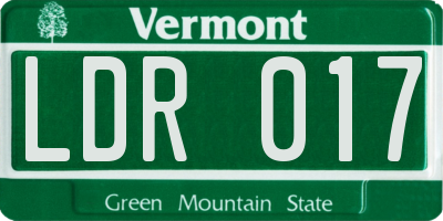 VT license plate LDR017